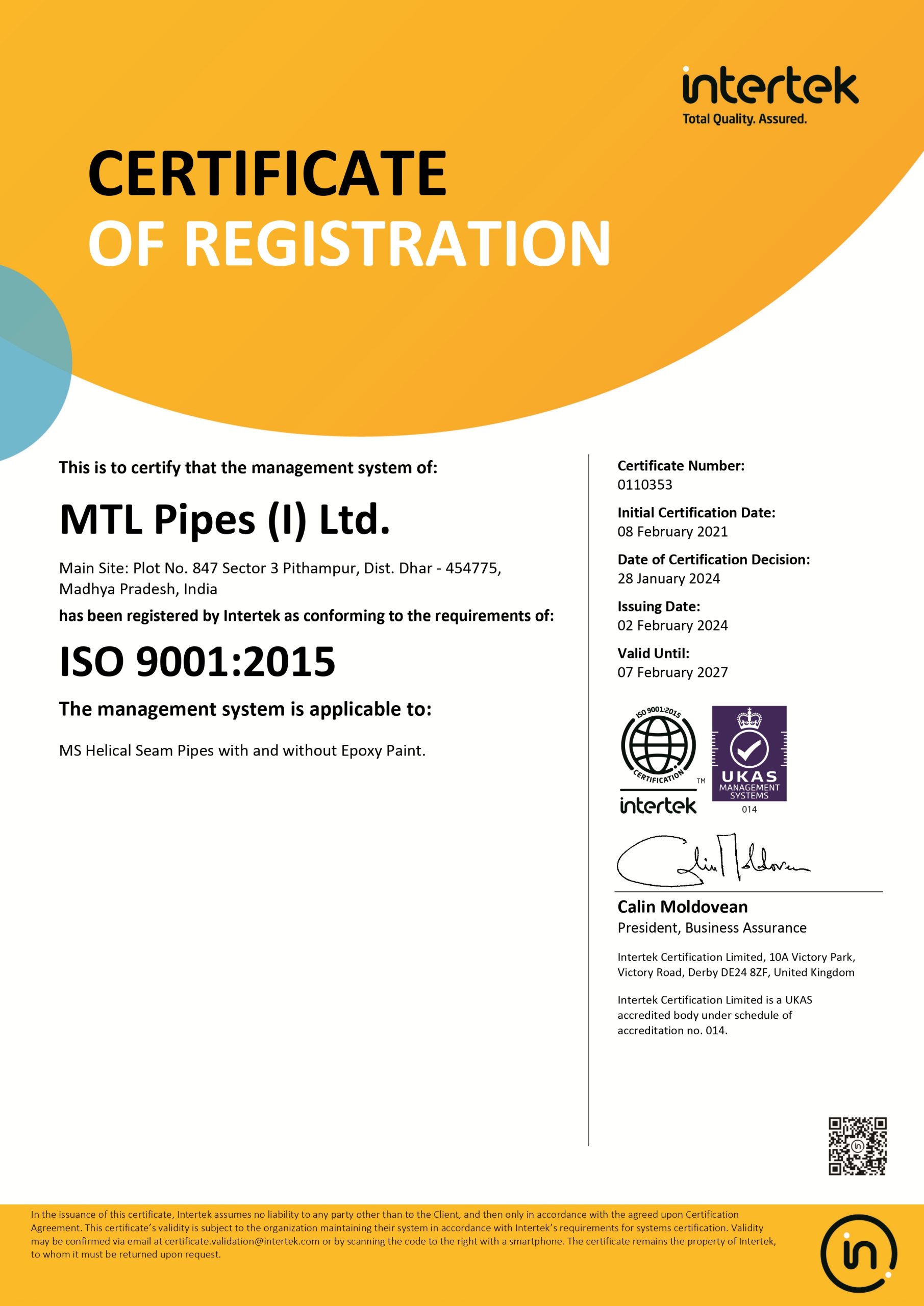 Certificate ISO 9001